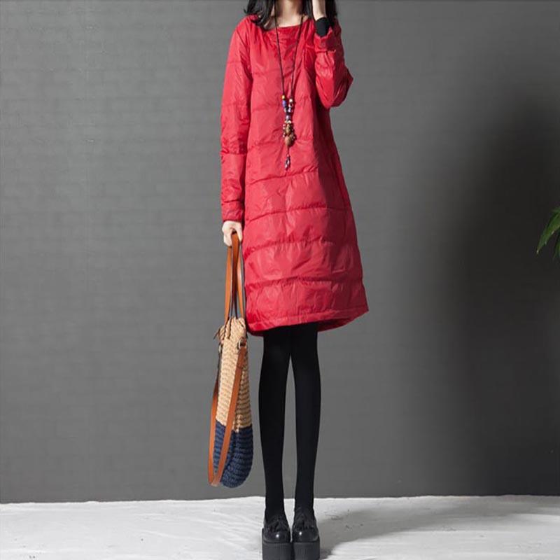 Women Winter Warm Quilted Coat Pullover Dress Long Sleeve Loose Tops Plus Size For Ultimate Comfort And Style