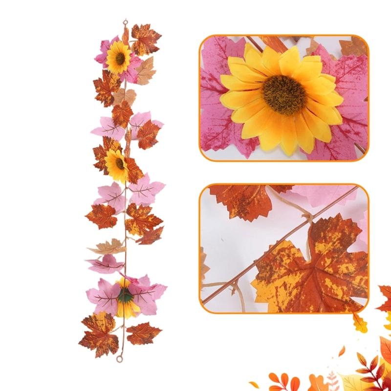 Faux Pink Maple Garlands Wreath 100cm Silk Blossomy Arrangement Centerpiece For Fall Harvest Thanksgiving Table Highlight