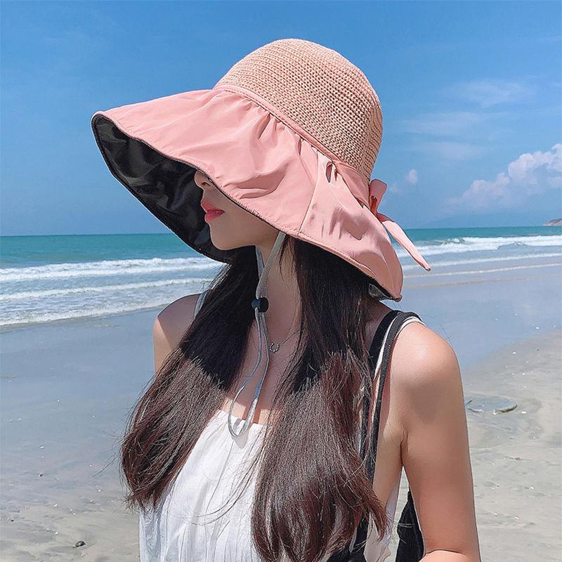 Empty Top Vinyl Sunscreen Hat Women's Summer Big Brim Face Covering Sun Hat Light Sun Hat UV Protection Bucket Hat