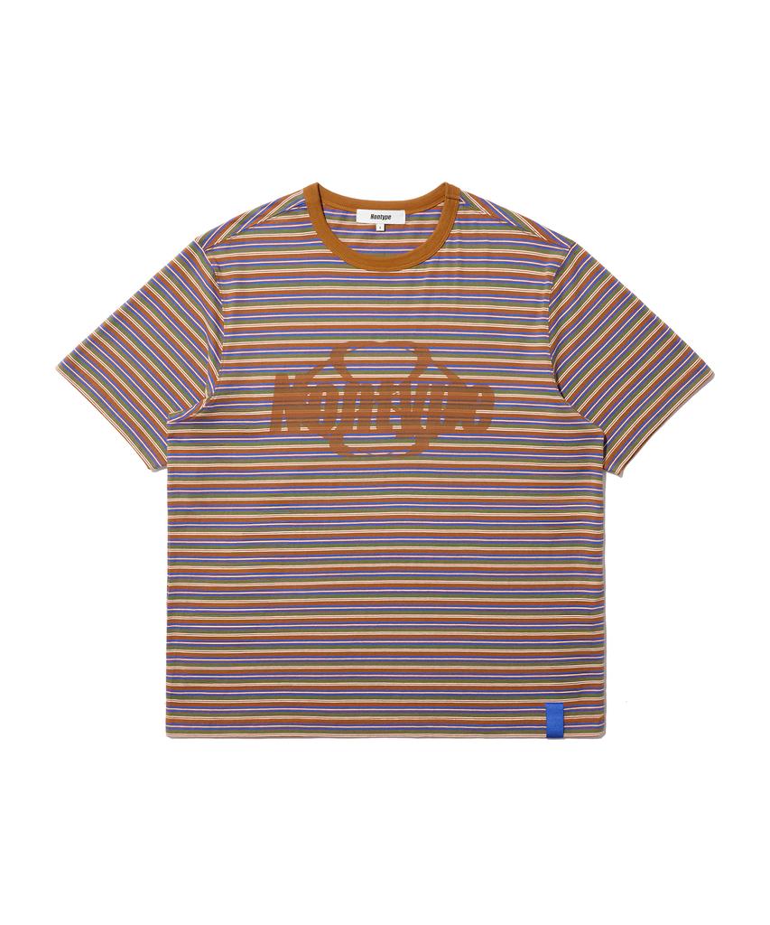 Nontai Striped Logo Graphic T-Shirt (Brown)