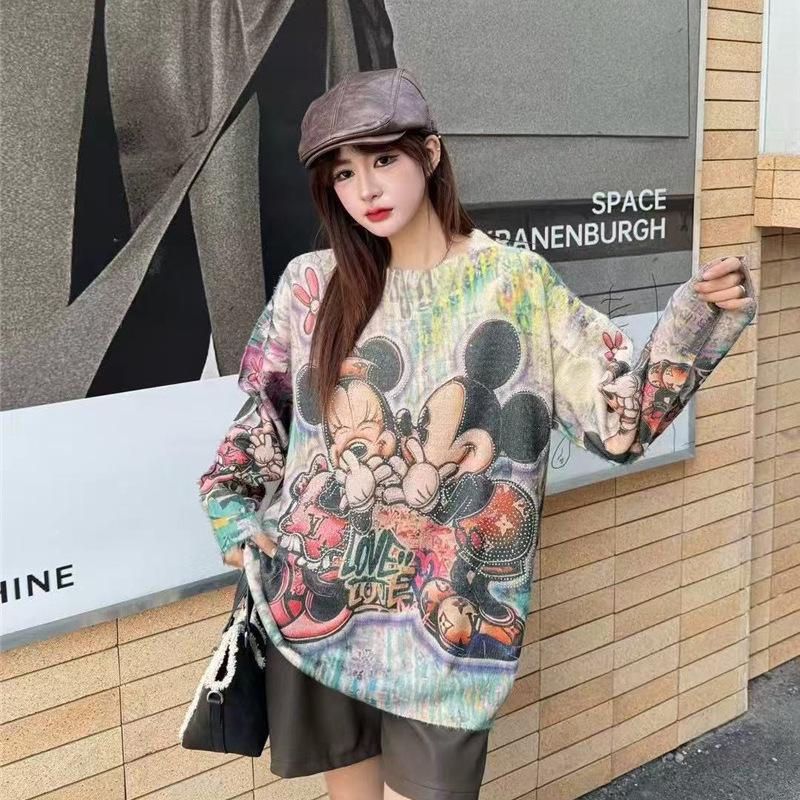 Women's Plus Size Cartoon Print Sweater - Autumn/Winter Trendy Heavy Knit Pullover
