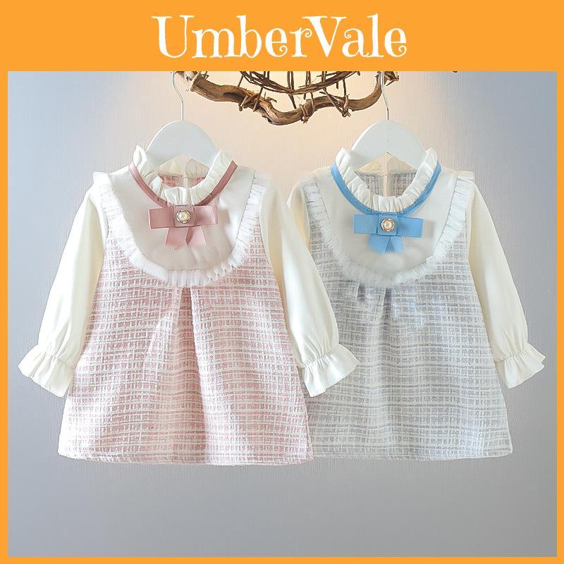 Mädchen Karo-Kleid mit Schleife für den Frühling, Freizeitkleidung