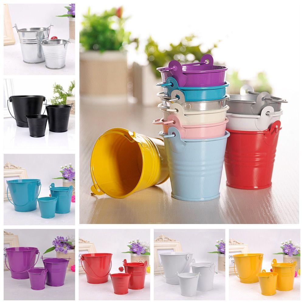 Tinplate Flower Barrel Miniatures Pastoral Tinplate Water Bucket Iron Flower Pot  Kids Toy