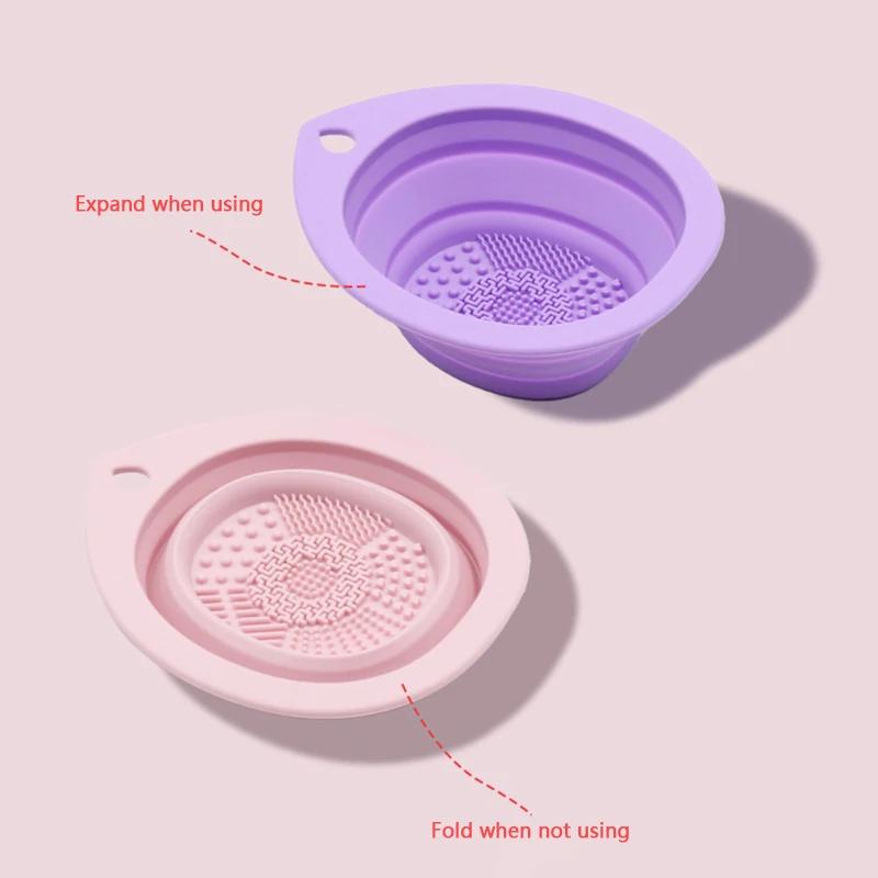 Perie de machiaj din silicon de curățat perie cosmetică pliabilă bol de curățare pudră pufă frumusețe burete covoraș de spălat perii tampon de spălat