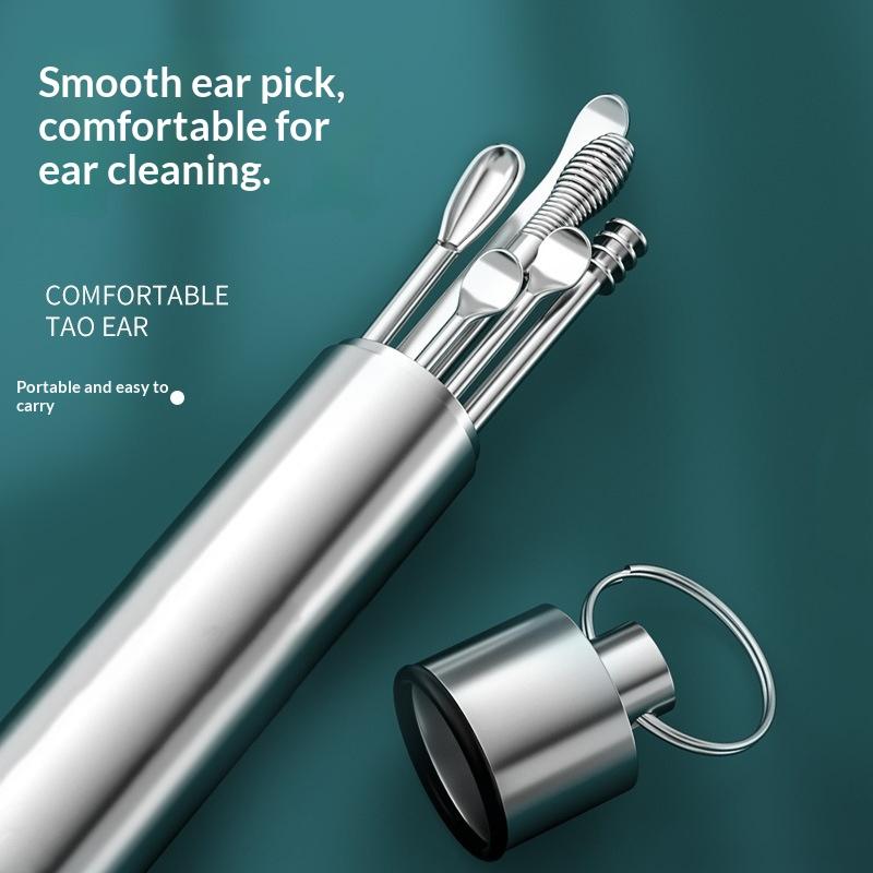 6Pcs Portable Stainless Steel Ear Pick Set Professional Ear Wax Removal Tools Ideal Gift for Family Personal Care