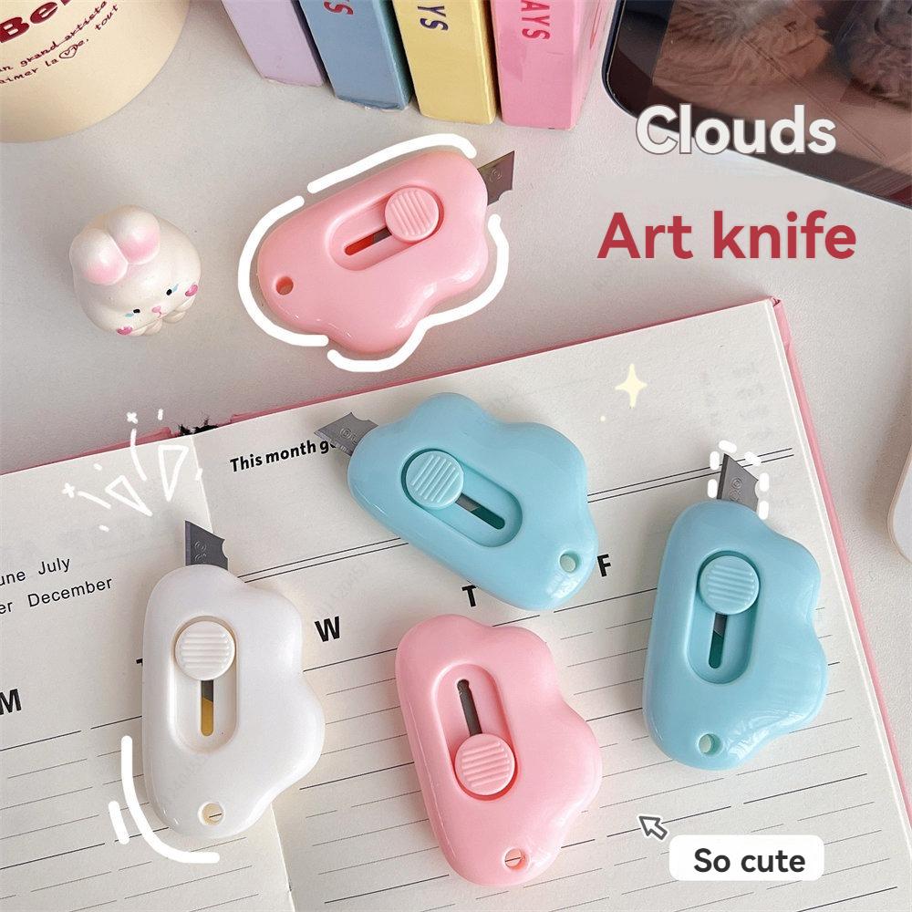 Cuțit utilitar Mini Norii mai drăguți, 1-3 bucăți, Cuțit tăietor de hârtie, Cuțit cutie desene animate drăguțe creative Nor, Articole de papetărie, Tăietor bandă, Opțional trei culori