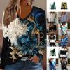 Vară modă nouă 2025 tricou casual cu mâneci lungi și imprimeu pentru femei