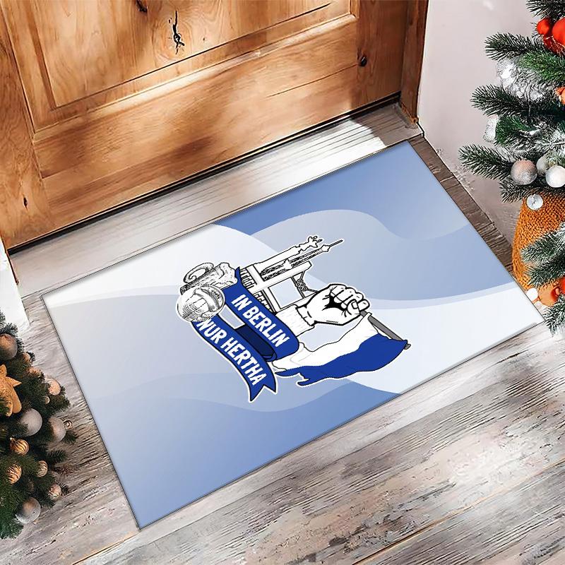 Hertha Bsc FC Soccer Football Pattern Soft Area Rug Non Slip Indoor Floor Carpet Sports Decor Mat for Bedroom