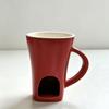 Mug with Fork: Ceramic Hot Pot with Chocolate, Melted Cheese, Candy, and Butter Compartments