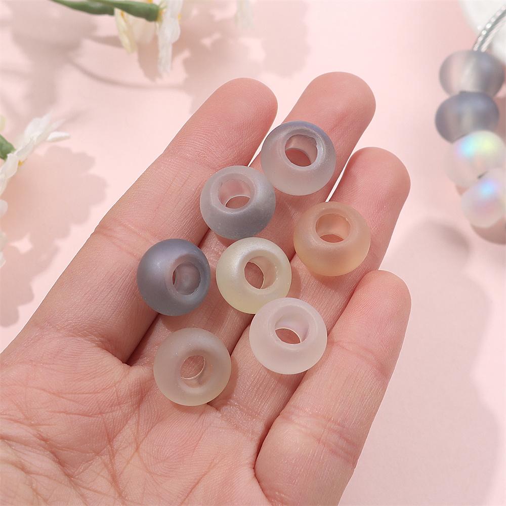 30/50/100pcs 14mm Large Hole Glass European Bead Transparent Gasket Loose Spacing Bead DIY Jewelry Making Crafts DIY