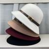 Hepburn Style White Australian Hair Bucket Hat Female Face Small Autumn and Winter French Retro Small Fragrance Elegant Bowler Hat