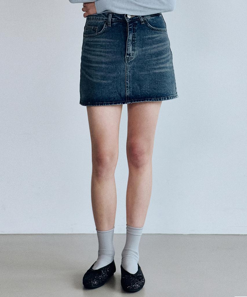 Nigaennikol Washing Denim Mini Skirt_Blue
