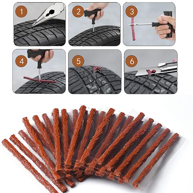 10Pcs Tire Repair Strings Rubber Strips Tire Repair Plugs Self Vulcanizing Tubeless Seal For Cars