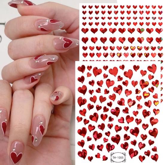 Nail Heart Sticker Non-Fading Self-Adhesive Non-falling Removable DIY Gloss Valentines Day Nail