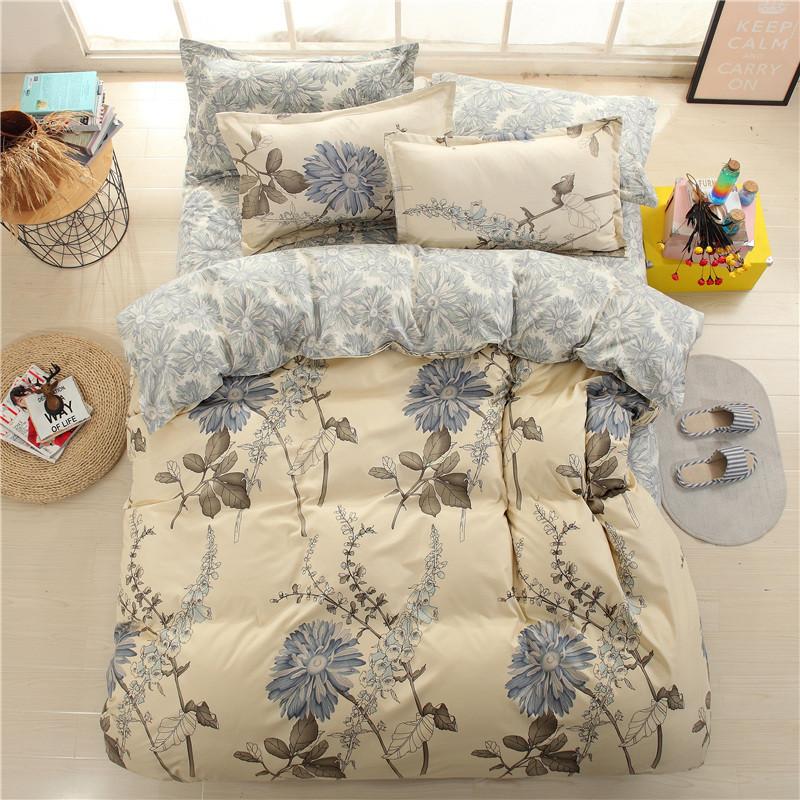 Set din patru piese pentru șlefuirea textilelor de casă, cearșaf de pat, set de lenjerie de pat pentru dormitor unic din trei piese