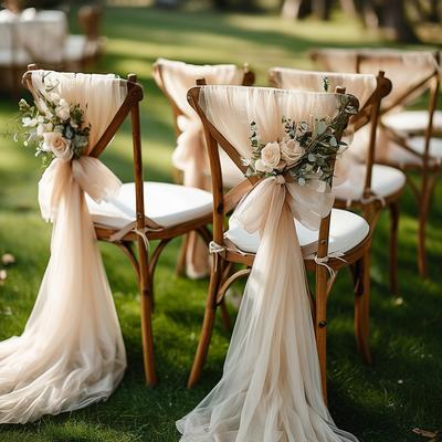 Set of 10/50 Chair Sashes Elegant Wedding Chair Decor Semi-Sheer Tulle for Wedding Parties Churches Christmas Aisle Accent