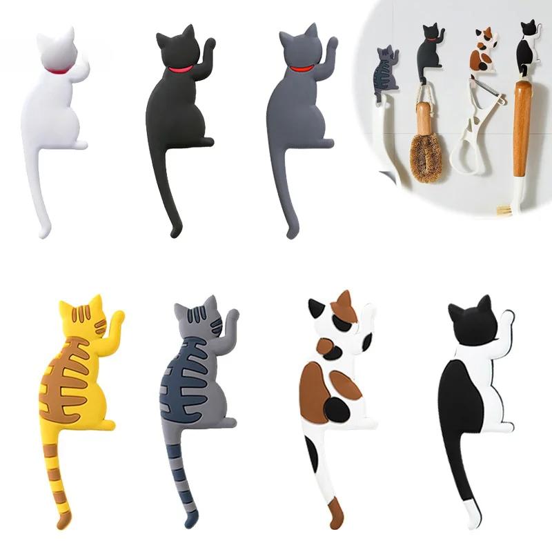 Süße Cartoon-Katzen-Schwanz-Kühlschrankmagnet-Haken Kawaii Kühlschrankdekorationen Aufkleberhaken Lochfreier Magnetischer Aufbewahrungshaken