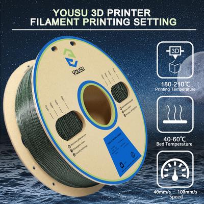YOUSU 3D Printer Filament 1.75mm Black PLA Glow In the Dark 3D Printing Material Compatible with