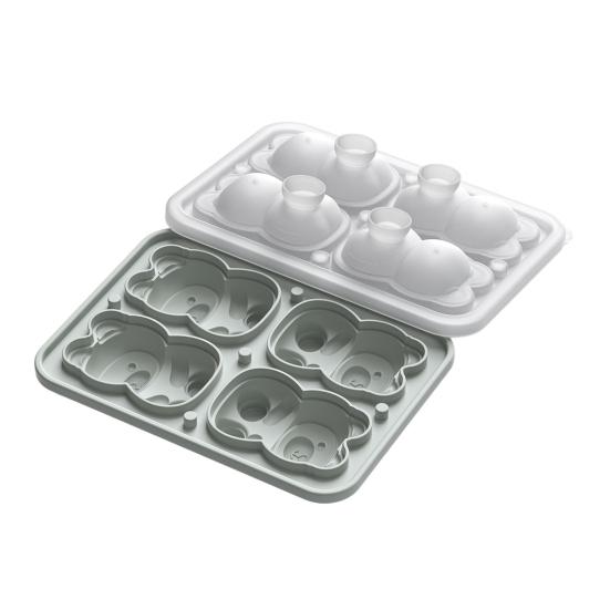 Bear-Shaped Silicone Ice Cube Tray with Lid Food-Grade Easy-Release Mold Leak-Proof Stackable Ice Cube Maker Home Bar Essential