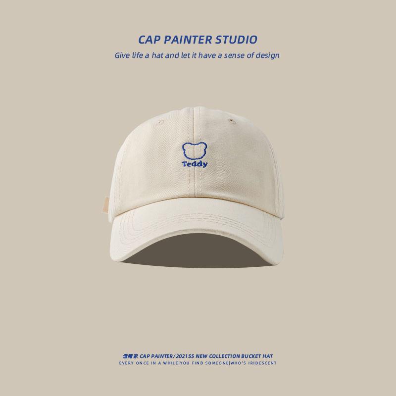 Bear embroidered peaked cap women's summer casual breathable visor hat fresh and fashionable versatile baseball cap men