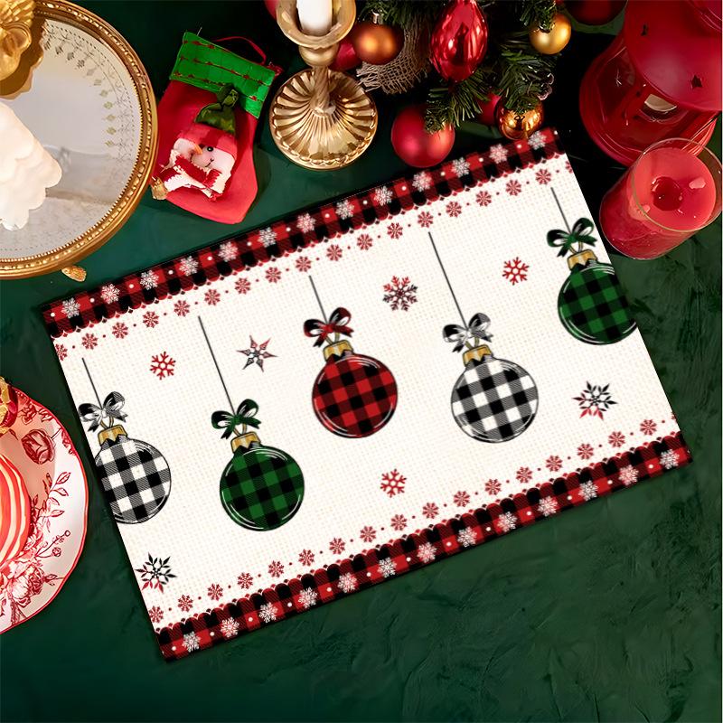 HOT Linen Christmas Faceless Gnome Dwarf Printed Table Place Mat Cloth Placemat Coaster Kitchen Table Decoration and Accessories