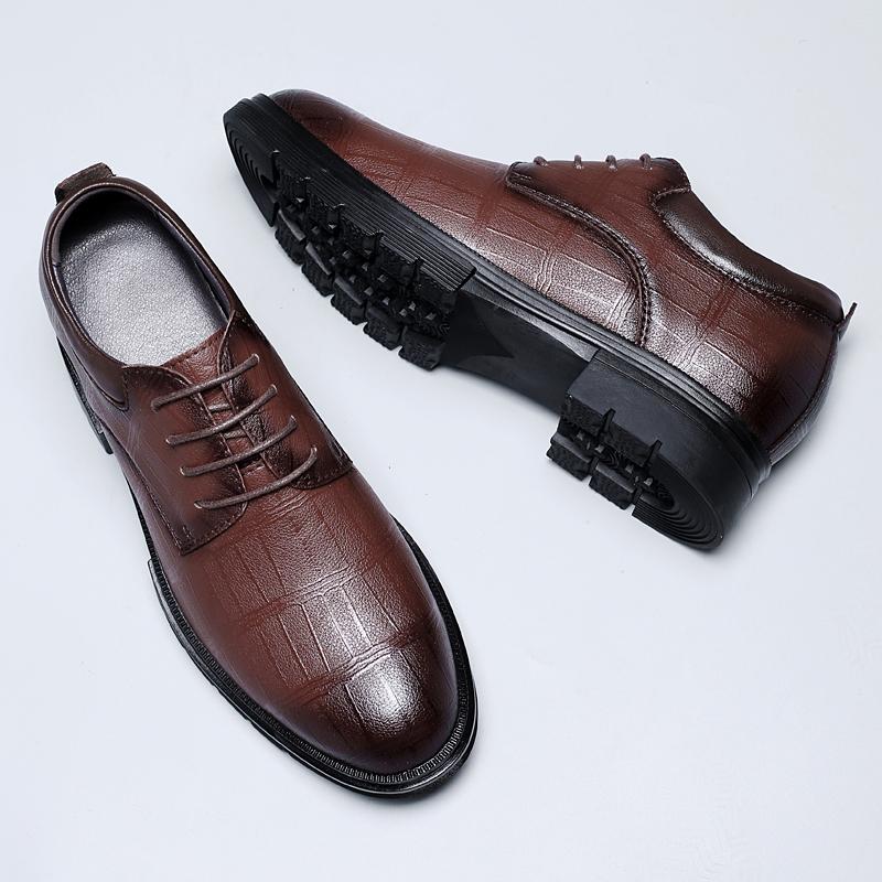 Herren Oxford Schuhe aus echtem Leder mit spitzer Zehenpartie, formelle Kleiderschuhe, Freizeitschuhwerk, Gentleman-Businessschuhe, Sneakers mit dicker Sohle