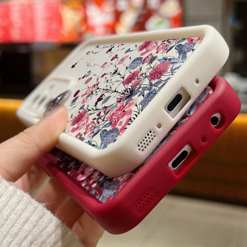 Floral Print Silicone Phone Case For Samsung Galaxy S23 S22 S24 Ultra S21 S23 FE A55 A54 A15 A14 A35 A52 A53 5G Soft TPU Cover