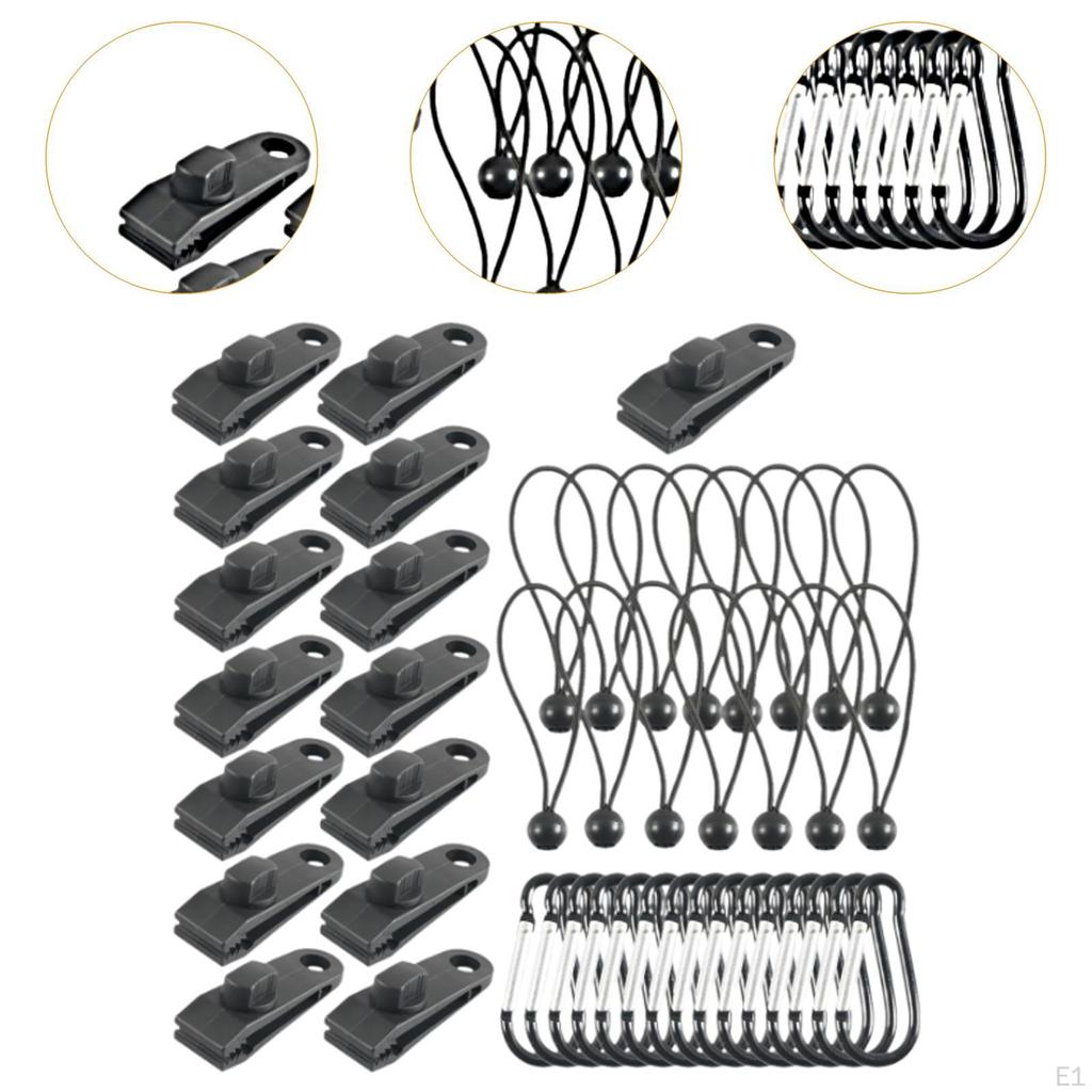 45Pcs Tarp Clips Tent with Carabiners Clamps Canopy for Camping Waterproof Cloths
