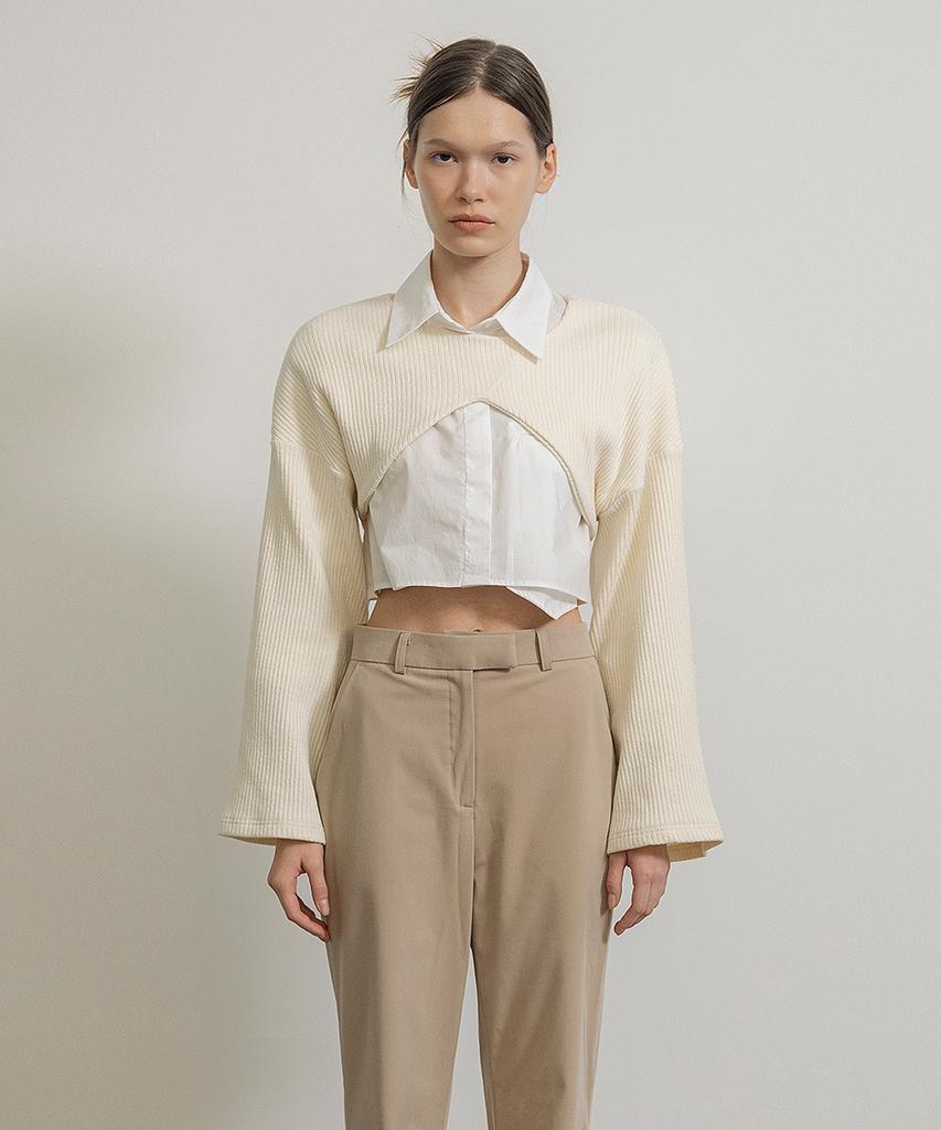 Misyussomeochi Bolero Ribbed Knit_Ivory