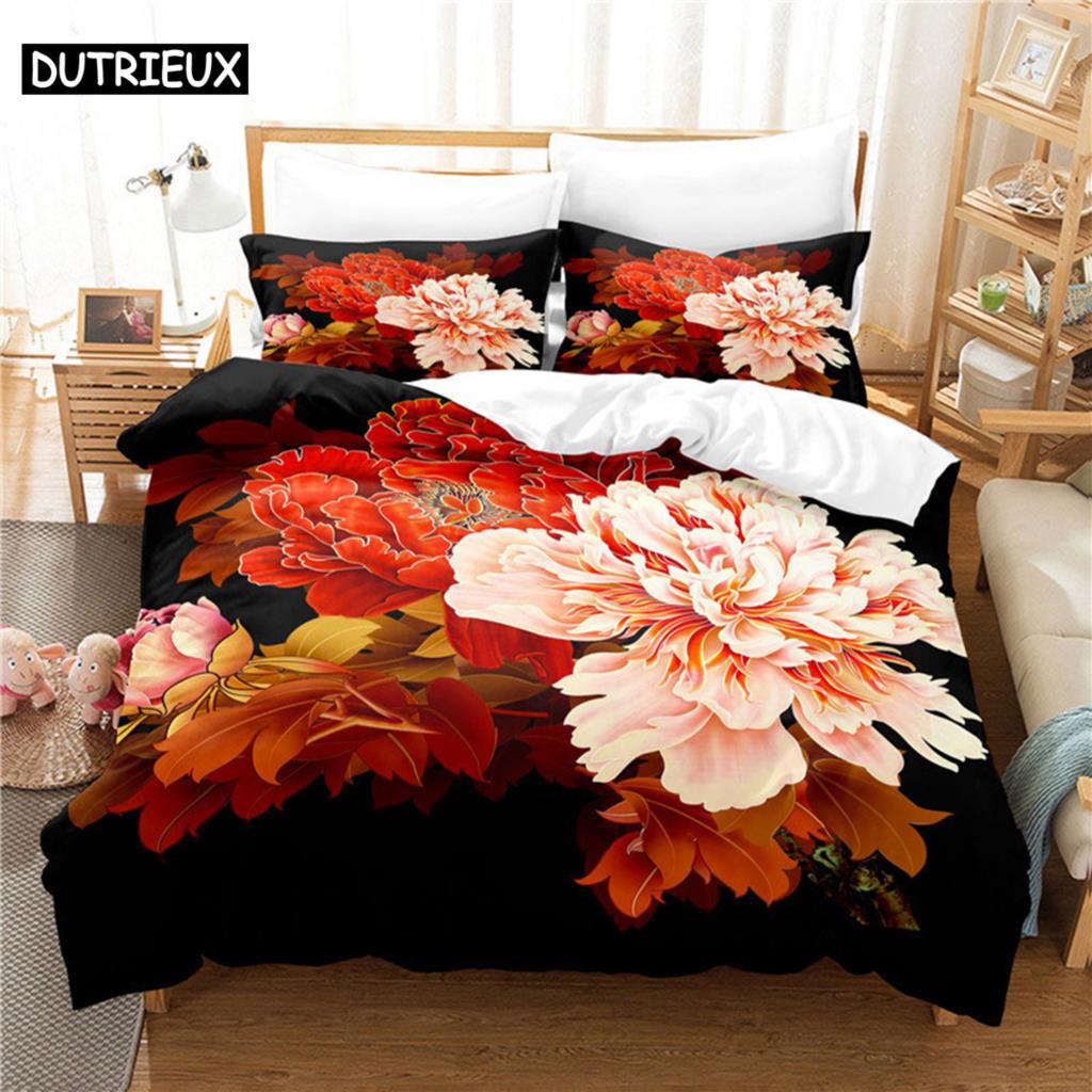 Bloem Dubbel Dekbedovertrek Beddengoed Set Quilt Hoes Linnen King Queen Full Size 3D Print Kussensloop Eenpersoons Twin Bed 220x240 200x200