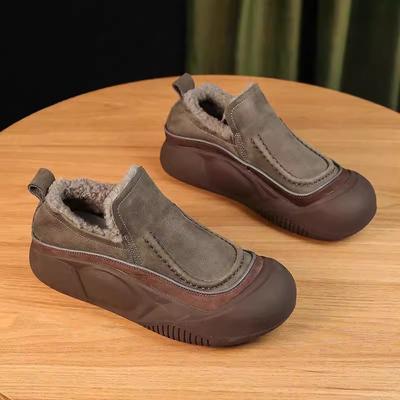 Women's Cotton Shoes 2025 New Winter Velvet Warm Thick Soled Cotton Shoes Fashionable Round Toe Anti Slip Casual Sports Shoes