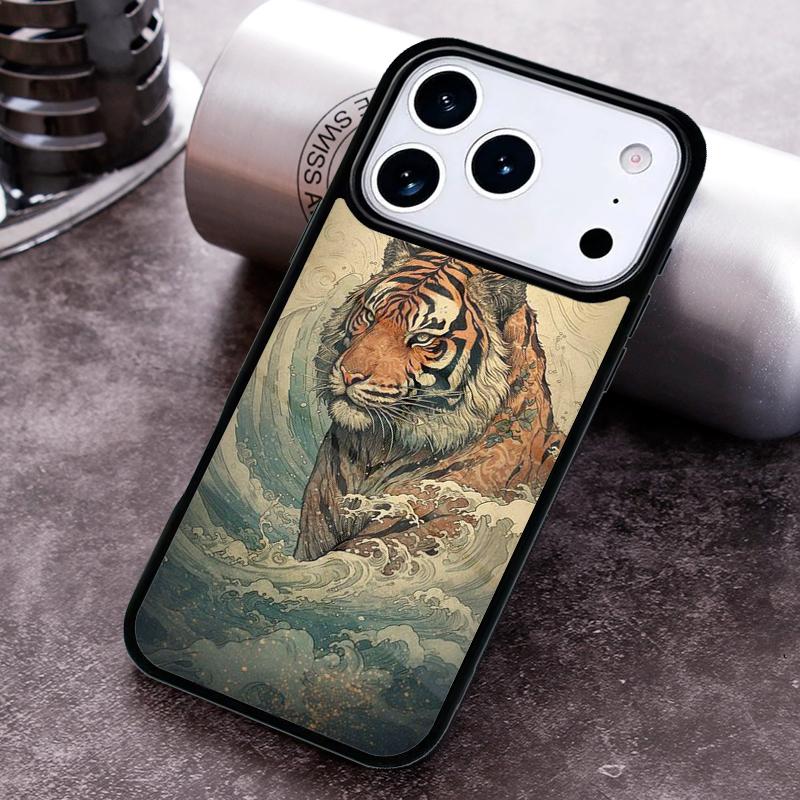 Japanese Tiger Phone Case for iPhone 17 16 15 Pro Max Air 14 13 12 11 Plus Shockproof Cover