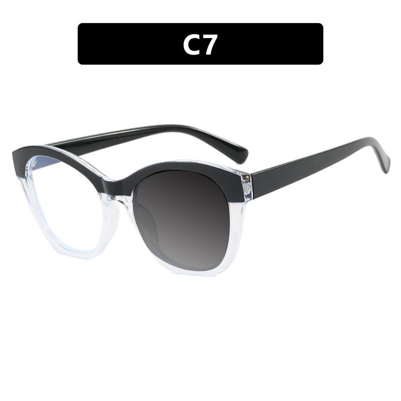 Luxury Brand Design Anti Blue Light Large Women Patchwork Color Frame Photochromic Hyperopia Glasses Personalized +100~+600
