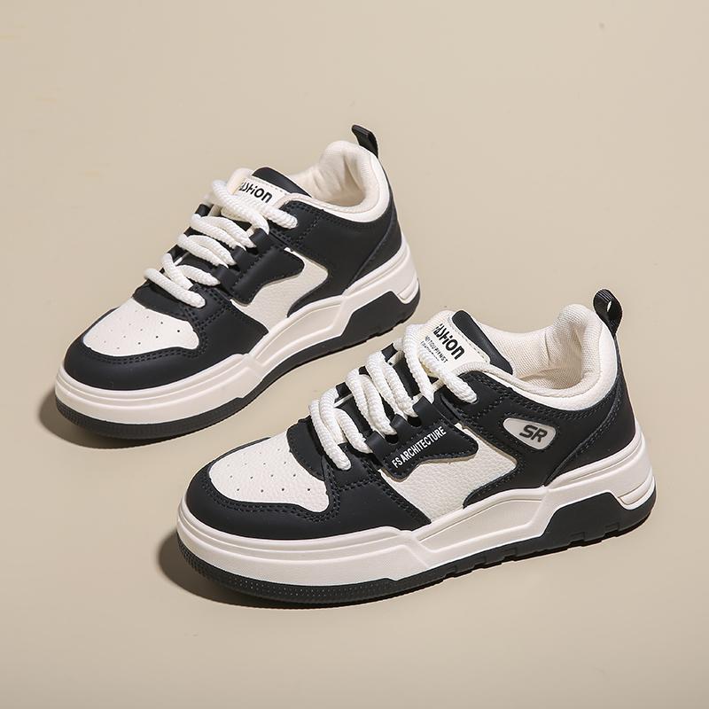 Women's Casual Sports Shoes 2025 New Spring Summer Style Thick Sole Board Shoes Breathable Artificial Leather Flat Shoes