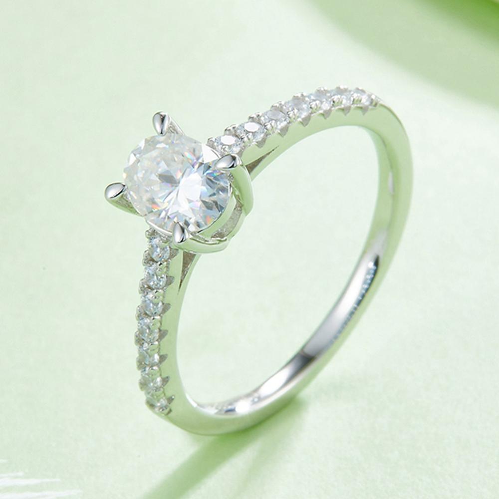 Fashion Oval Cut 5*8MM VVS1 D Color Real Moissanite Diamond 925 Sterling Silver 18K White Gold Ring Anniversary Gift