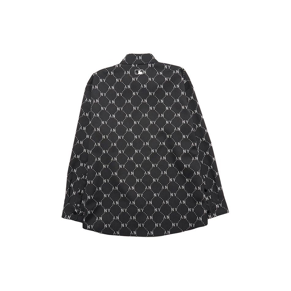 MLB New York Yankees SS24 Logo Vintage Floral Print Fashion Single-Breasted Loose Long Sleeve Shirt Unisex Shirts Black 3AWSM0541-50BKS