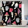 Modern Bathroom Shower Curtain Featuring Whimsical Mushrooms Design for a Fun and Vibrant Touch In Your Home Decor.