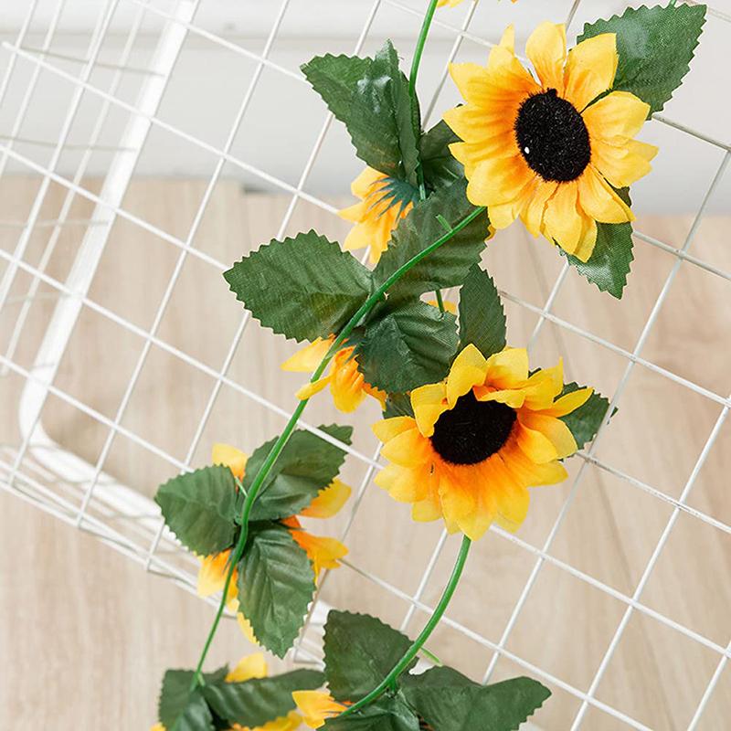 250cm Silk Sunflower Ivy Vine Artificial Flowers Wall Hanging Garland Garden Fences Home Wedding Christmas Decoration Fake Plant