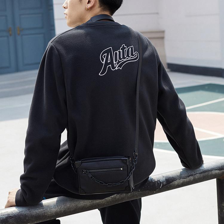 Anta Life Collection Sweatshirts Unisex Black Crew Neck Thickened Regular 952148734-4