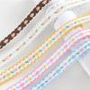 Spitzenstoff Gurtband Stickerei, Floral 1cm Handgemachtes DIY Zubehör Band Kleidung Dekoration Jacquard Gürtel Länge 3 Meter