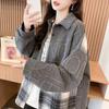 Lässiger lockerer Lazy-Style Patchwork Karohemd Design Sweatshirt Jacke Freizeit
