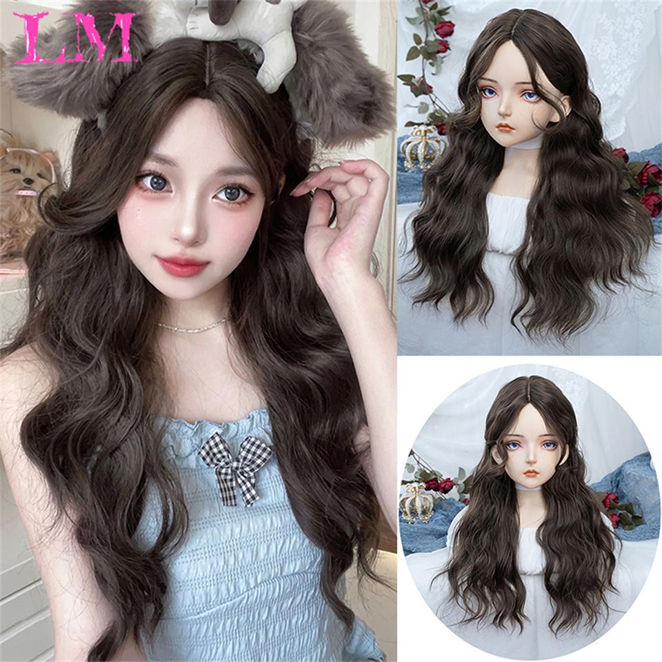 LM Long Straight Black Lace Front Wig Natural Black Pre Plucked Synthetic Lace Front Wig For Women Glueless Heat Resistant Fiber