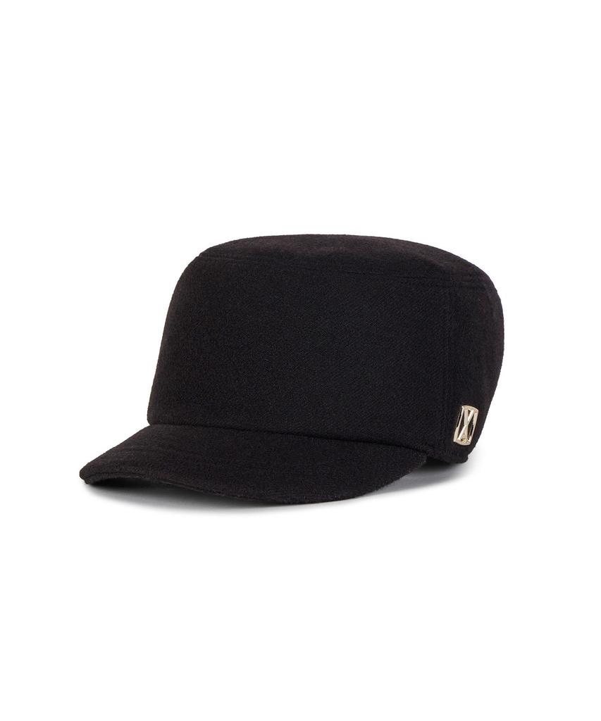 Bajal Va Square Studded Wool Bellboy Cap Black