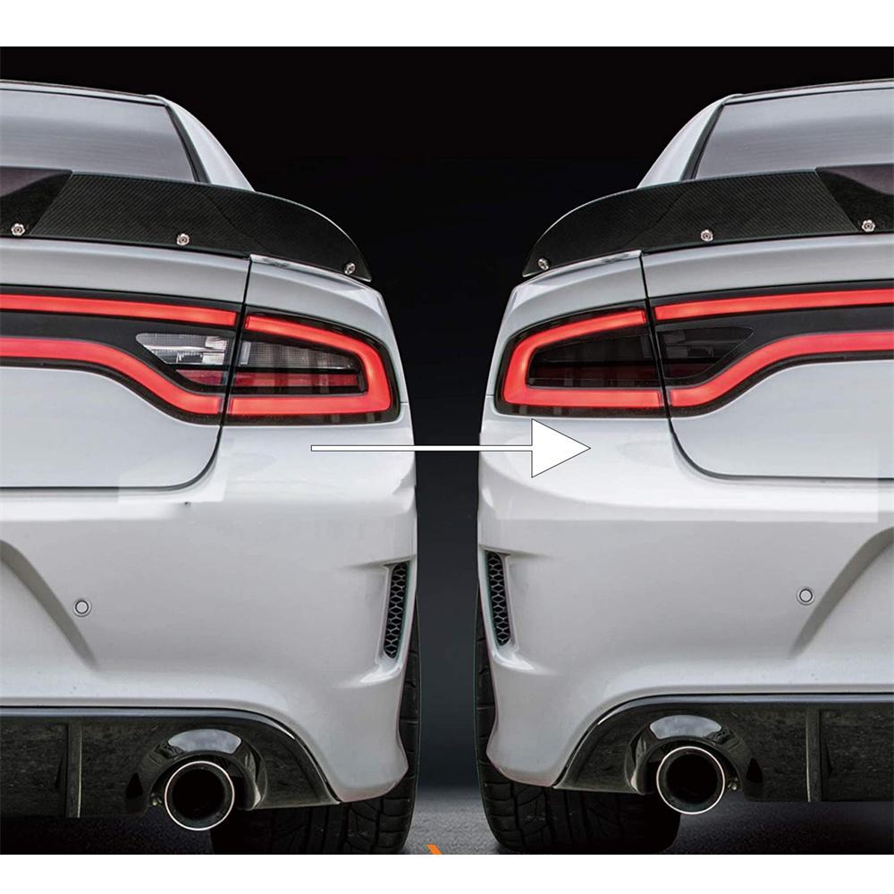 4 Pièces Couvercle d'Optique Arrière Teinté Fumé Garniture Autocollant Décalcomanie Pour Dodge Charger 2015-2022