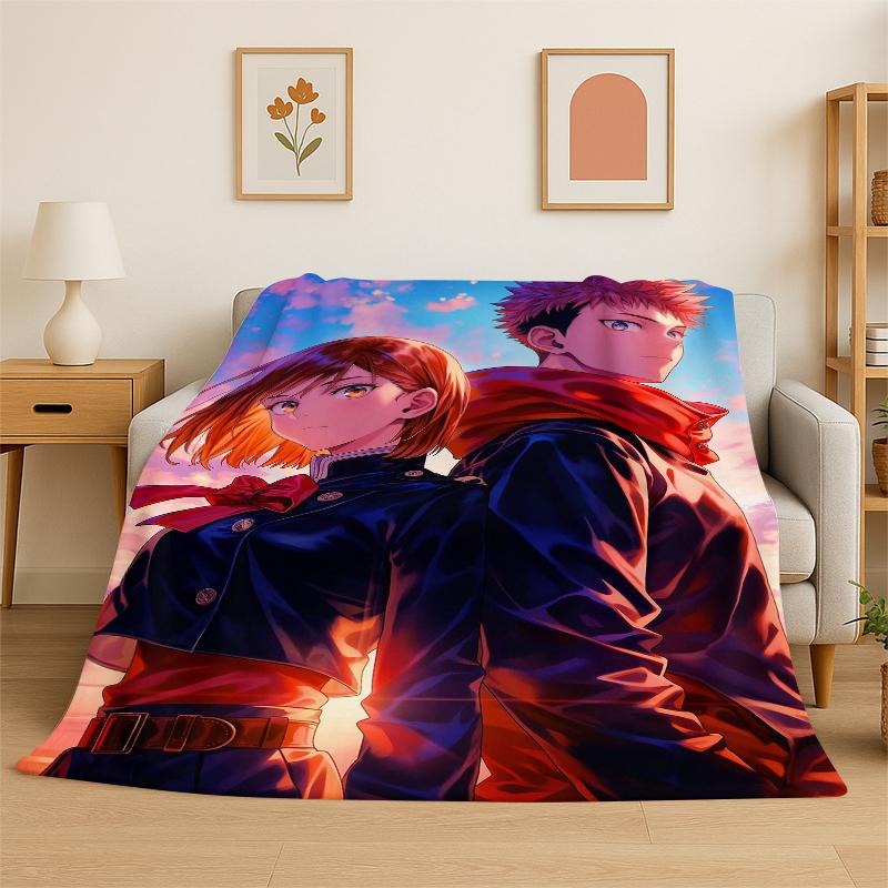 Tecknad Jujutsu Kaisen Anime Itadori Yuj Flanellfilt Mjuk Varm Pläd för Sovrum Vardagsrum Säng Resa Picknick Barn