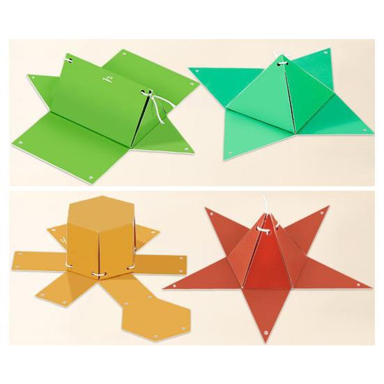 Yousheng 1 Set Pull String 3D Geometry Learning Book Early Education DIY Paper Folding Rope Geometry Model with 15 Solids Volume Surface Area Formulas