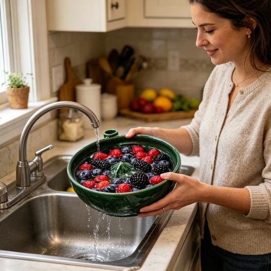 Automatische Beerenwaschschale Selbstrotierende Obstwaschmaschine mit Schnellablasssystem Leicht zu reinigende Vortex-Aktion Gemüsewäscher Mehrzweck-Küchenkorb