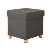 Upholstered Quilted Pouf with Storage Capacity 33L Wooden Legs