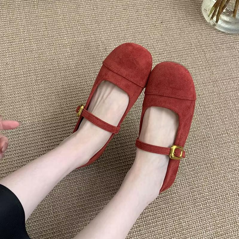 Retro shallow single shoes women's spring and autumn new shoes gentle soft flat Mary Jane shoes
