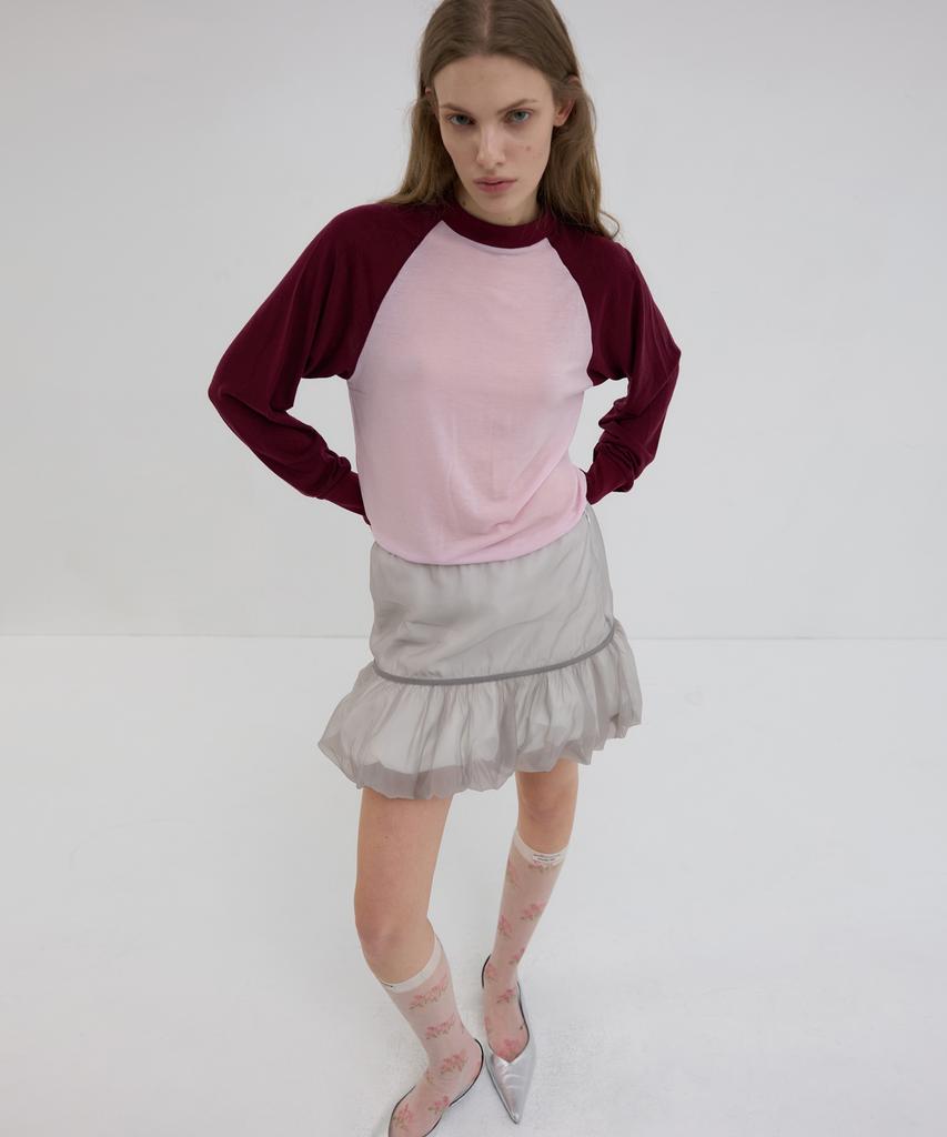 Obeodyupeulleeo Organza Layered Mini Skirt_Grey/White